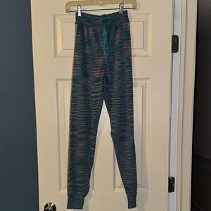 Missoni teal and pink joggers
